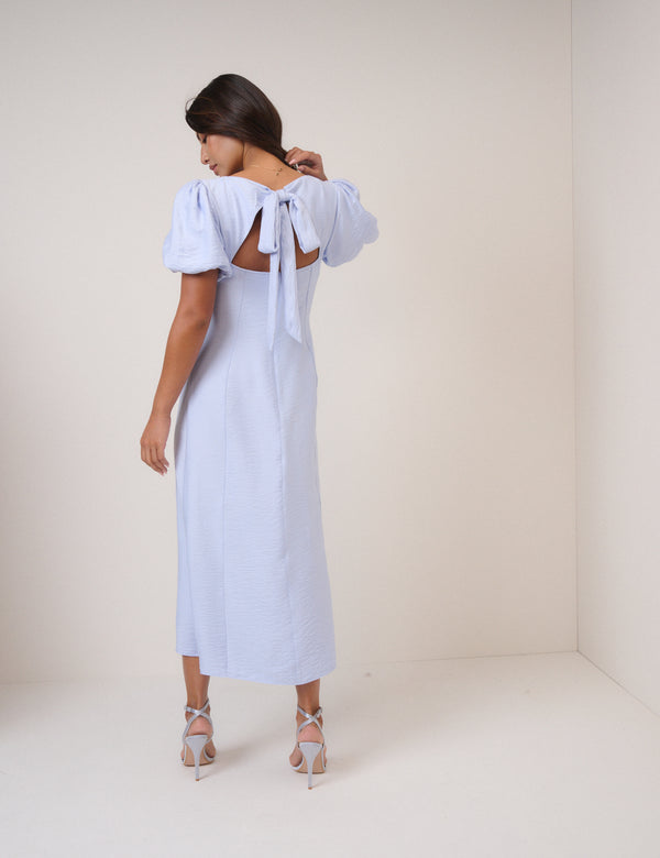 Nobody’s Child Blue Puff Sleeve Pax Midi Dress