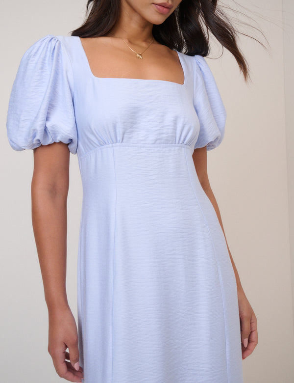 Nobody’s Child Blue Puff Sleeve Pax Midi Dress