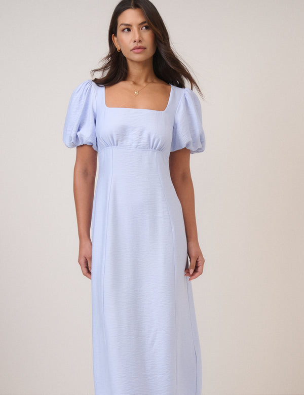 Nobody’s Child Blue Puff Sleeve Pax Midi Dress
