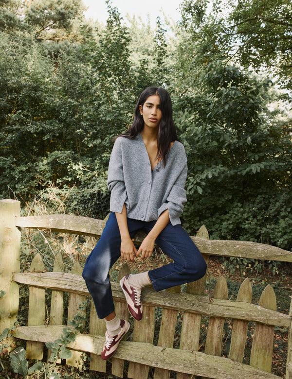 nobody’s child Blue V-Neck Relaxed Cardigan