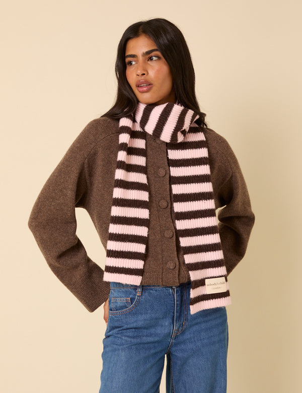 nobody’s child Brown And Pink Striped Scarf