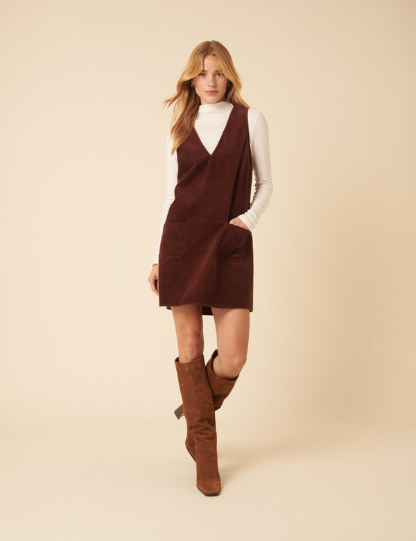 nobody’s child Brown Cord Pinafore Mini Dress