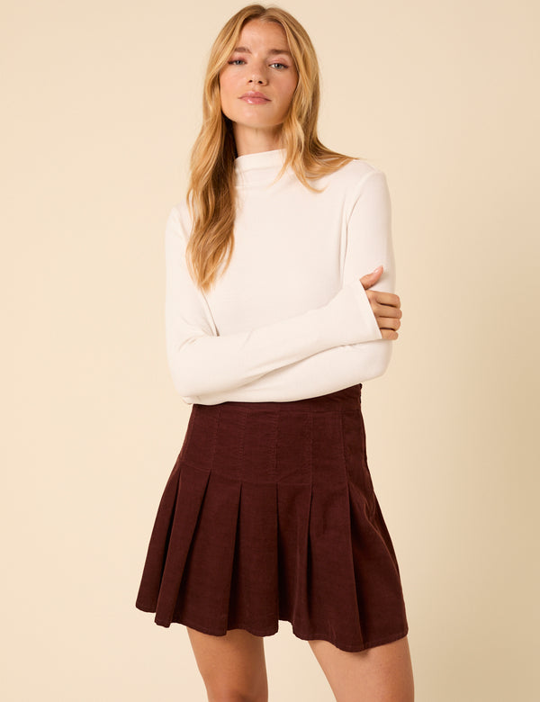 nobody’s child Brown Cord Pleated Mini Skirt