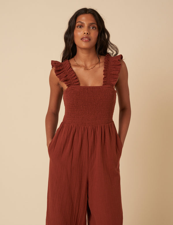 Nobody’s Child Brown Cropped Length Maya Jumpsuit