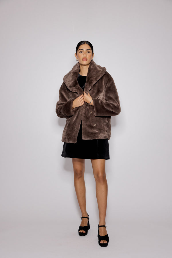nobody’s child Brown Faux Fur Collared Jacket