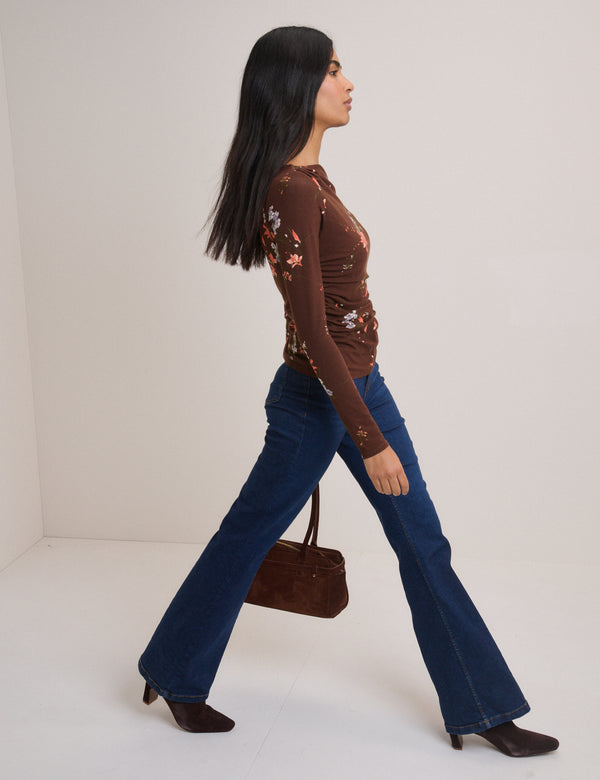 Nobody’s Child Brown Floral Jersey Top