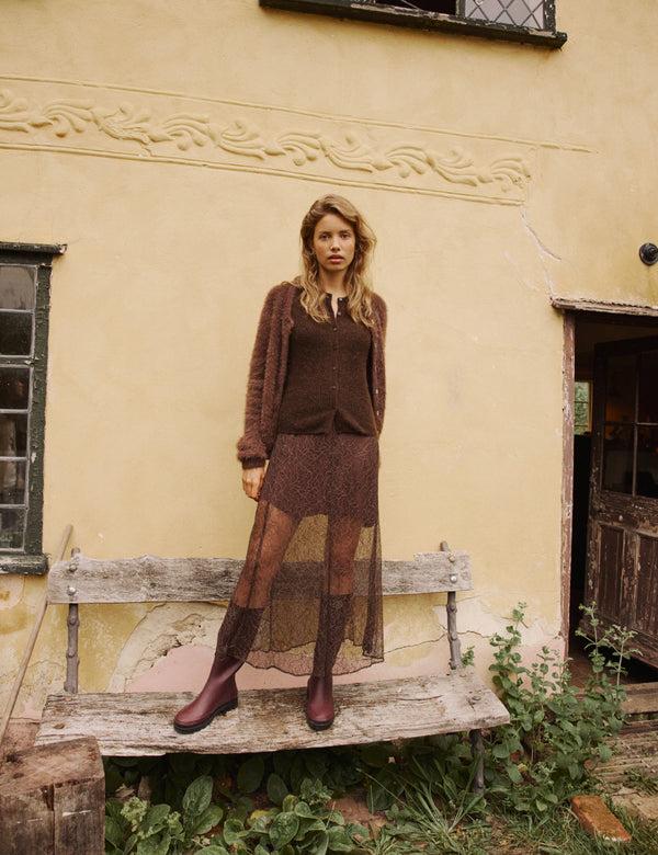 nobody’s child Brown Lace Midi Skirt