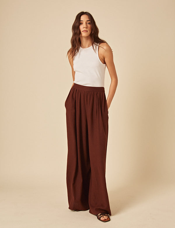 Nobody’s Child Brown Linen-blend Jerrow Trousers