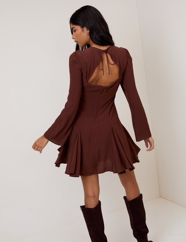 Nobody’s Child Brown Long Sleeve Paris Mini Dress