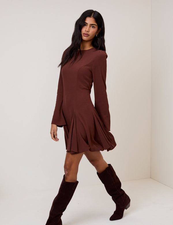 Nobody’s Child Brown Long Sleeve Paris Mini Dress