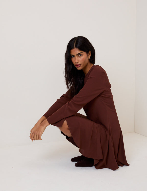 Nobody’s Child Brown Long Sleeve Paris Mini Dress