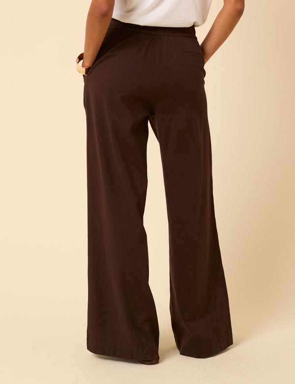Nobody’s Child Brown Pleated Wide Leg Trousers
