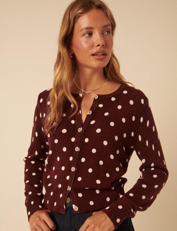 Nobody’s Child Brown Polka Dot Cardigan