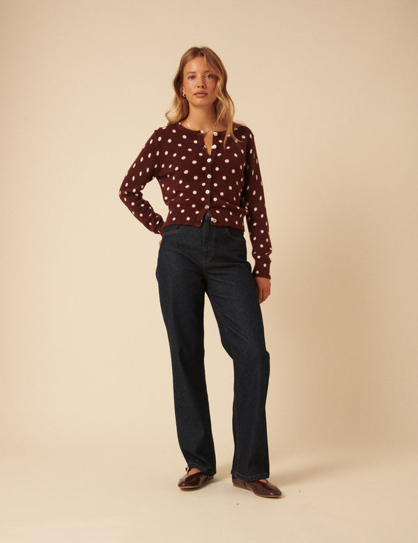 Nobody’s Child Brown Polka Dot Cardigan