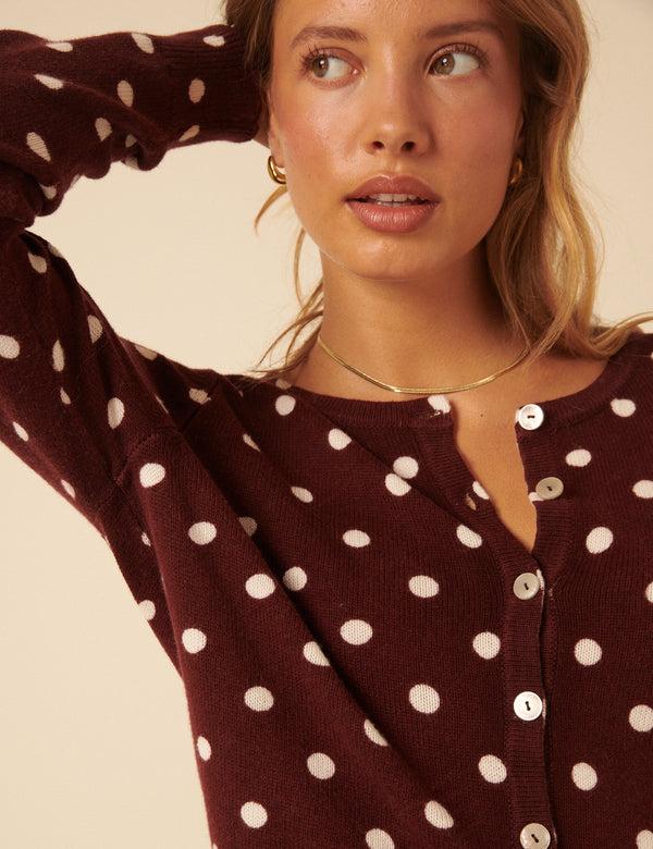 nobody’s child Brown Polka Dot Cardigan