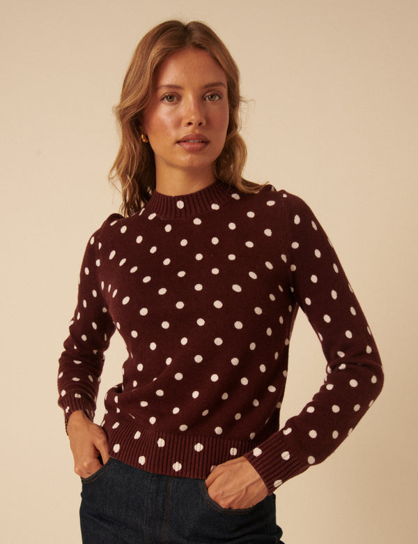 nobody’s child Brown Polka Dot Jumper