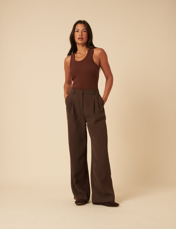 Nobody’s Child Brown Ribbed Vest Top