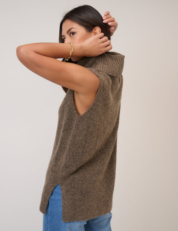 nobody’s Child Brown Roll Neck Knitted Vest