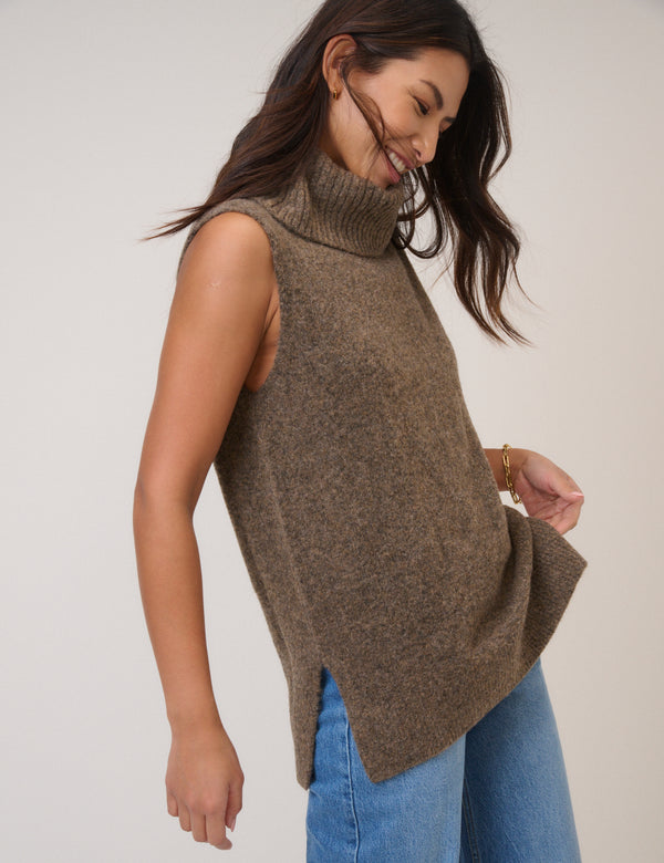nobody’s child Brown Roll Neck Knitted Vest