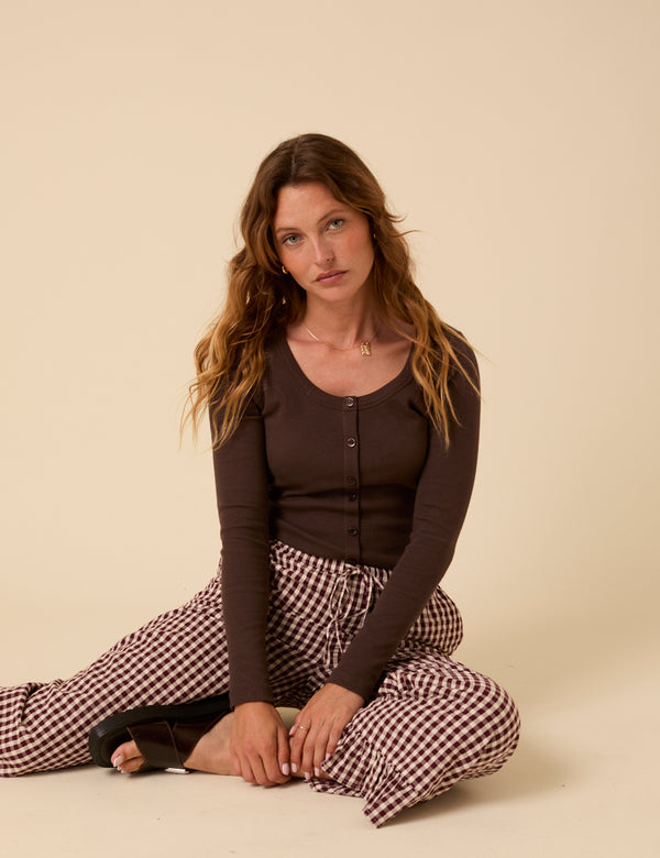 Nobody’s Child Brown Scoop Neck Top