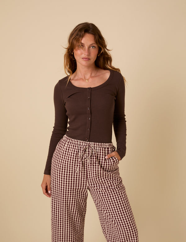 nobody’s child Brown Scoop Neck Top