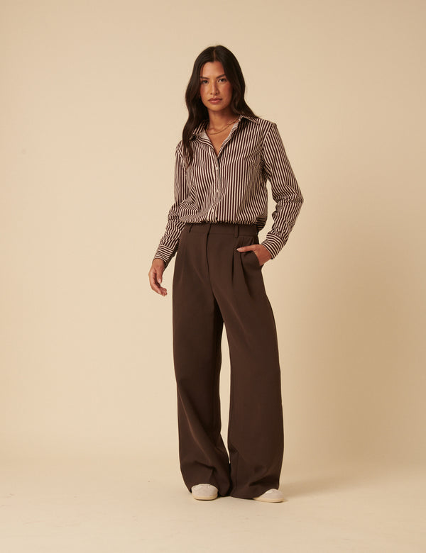 Nobody’s Child Brown Striped Shirt