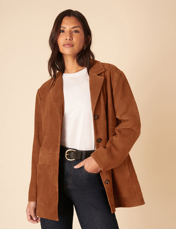 Nobody’s Child Brown Suede Blazer Jacket