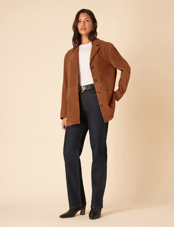 Nobody’s Child Brown Suede Blazer Jacket