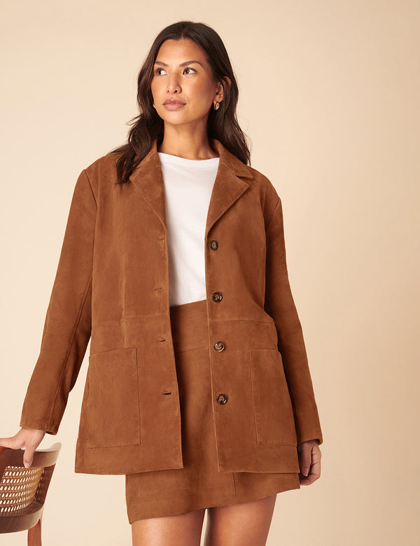 Nobody’s Child Brown Suede Blazer Jacket