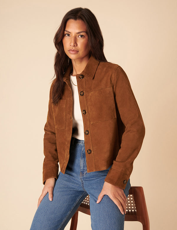 Nobody’s Child Brown Suede Cropped Jacket