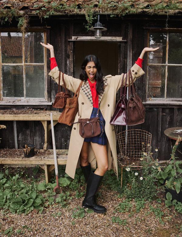 Nobody’s Child Brown Suede Drawstring Pouch Bag