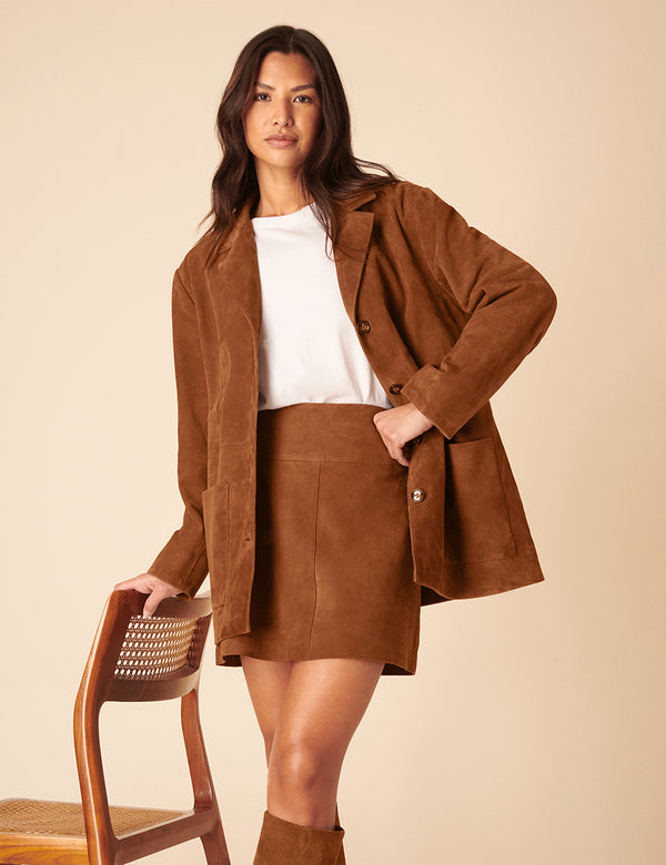 Nobody’s Child Brown Suede Mini Skirt