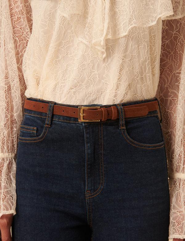 Nobody’s Child Brown Suede Skinny Belt