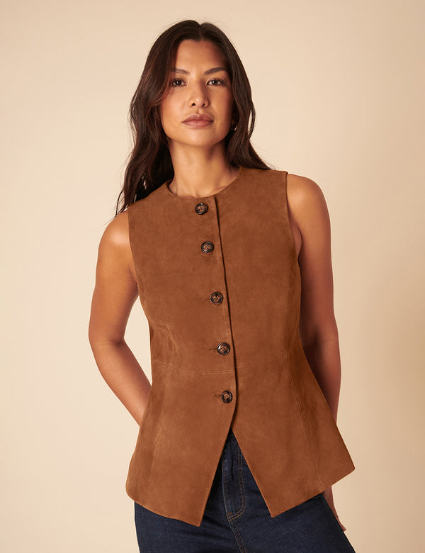 Nobody’s Child Brown Suede Waistcoat