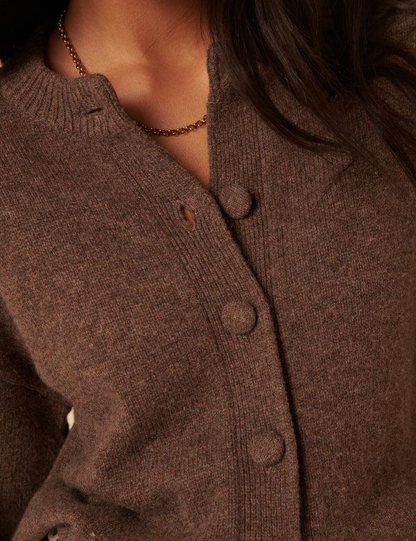 Nobody’s Child Brown Wool Crew Neck Cardigan