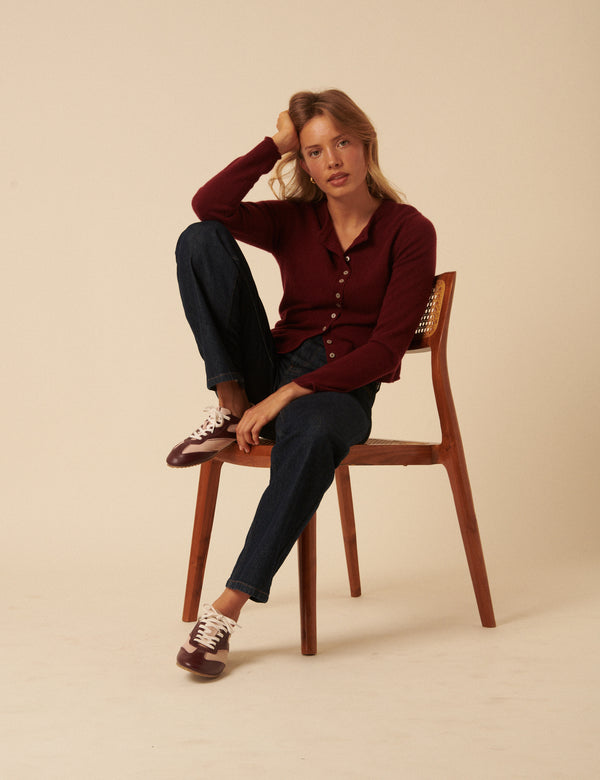 Nobody’s Child Burgundy And Pink Leather Trainers