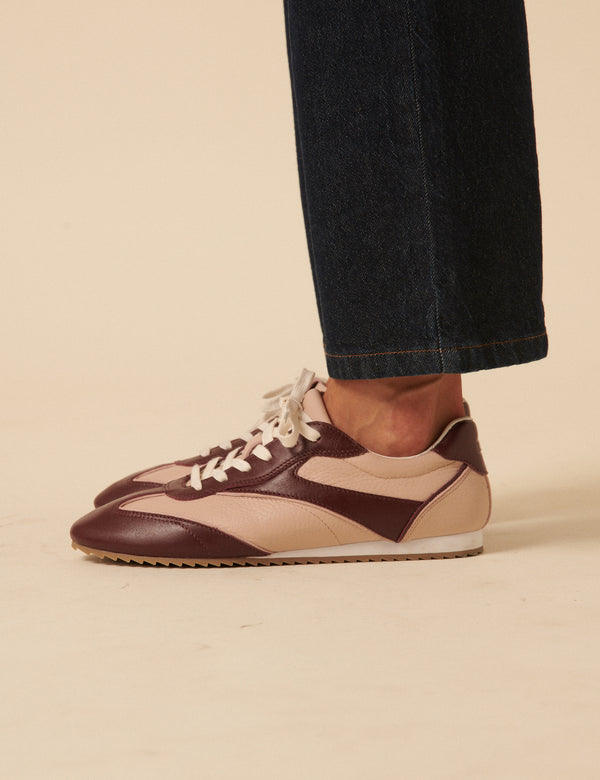 Nobody’s Child Burgundy And Pink Leather Trainers