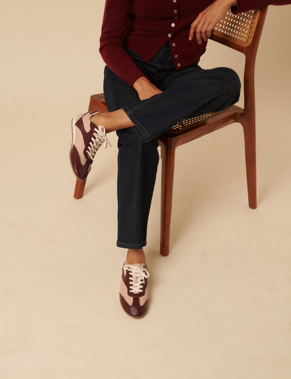 Nobody’s Child Burgundy And Pink Leather Trainers