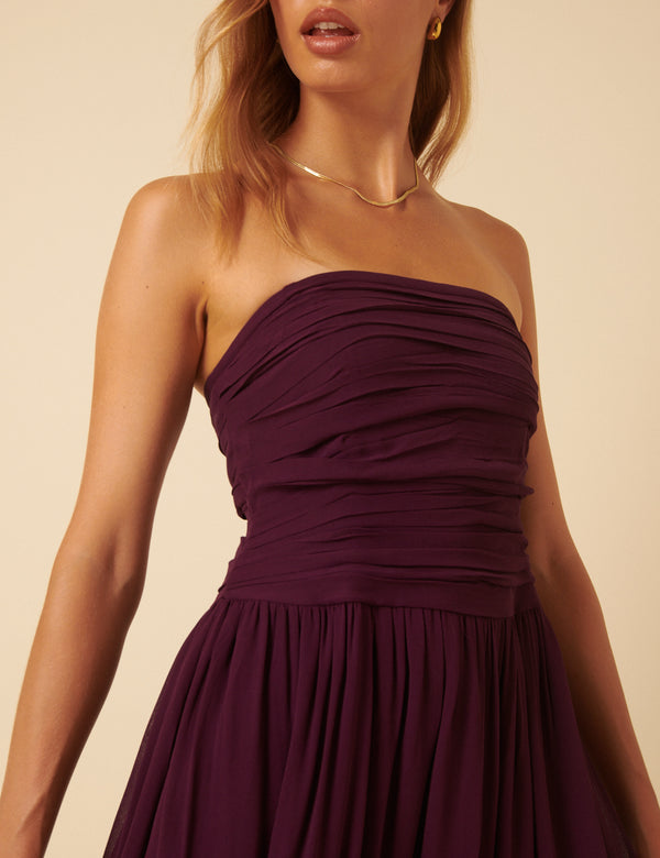 Nobody’s Child Burgundy Bandeau Felicty Midi Dress