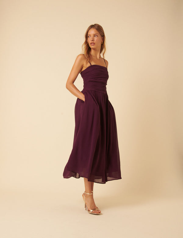 Nobody’s Child Burgundy Bandeau Felicty Midi Dress