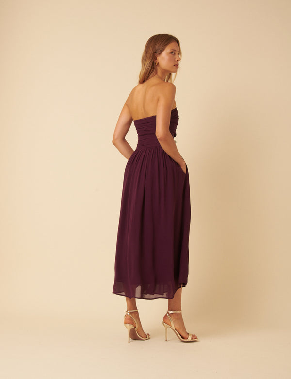 Nobody’s Child Burgundy Bandeau Felicty Midi Dress