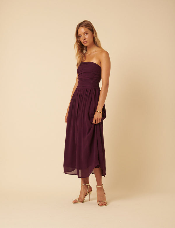nobody’s child Burgundy Bandeau Felicty Midi Dress