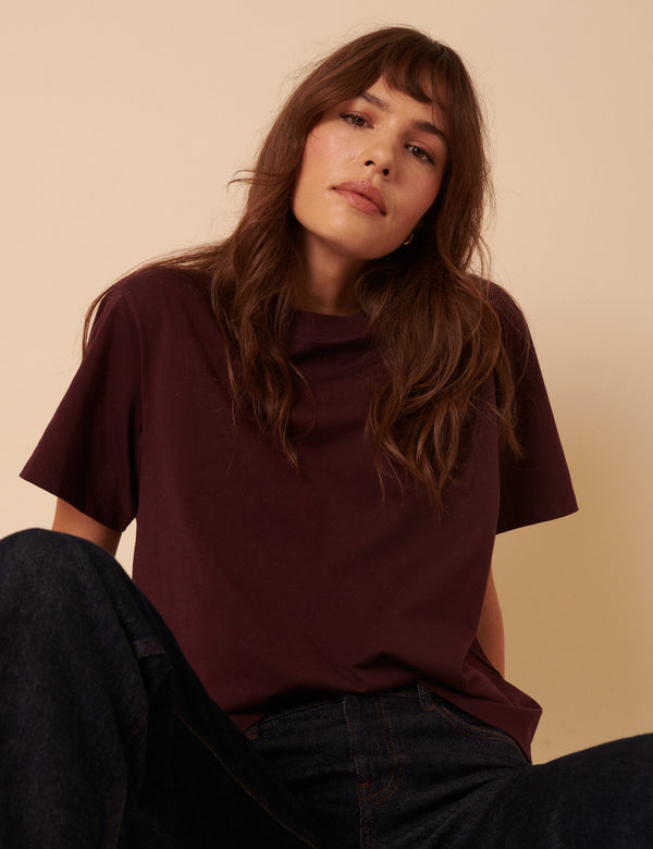 Nobody’s Child Burgundy Boxy T-Shirt
