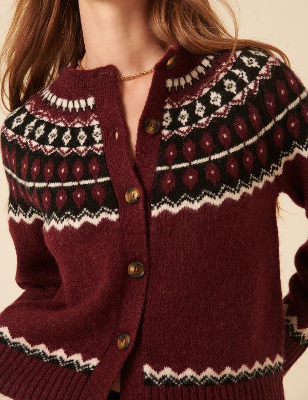 Nobody’s Child Burgundy Fair Isle Jumper