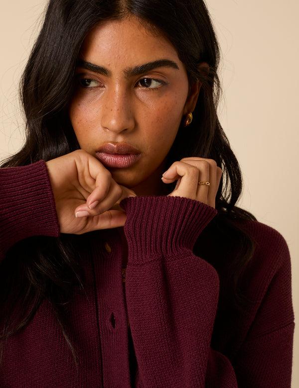 Nobody’s Child Burgundy Knitted Cardigan