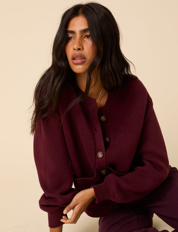Nobody’s Child Burgundy Knitted Cardigan