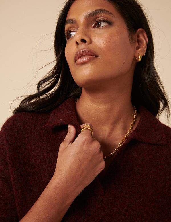 Nobody’s Child Burgundy Knitted Collar T-shirt