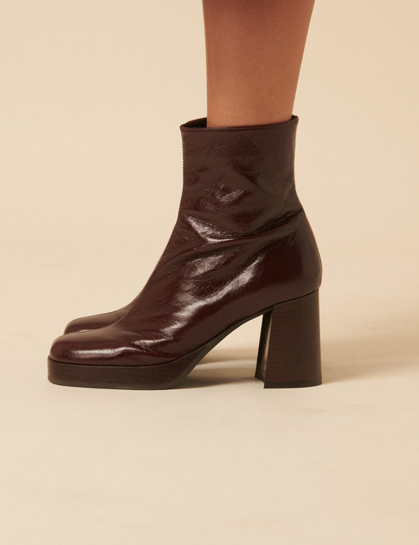 Nobody’s Child Burgundy Leather Platform Boots