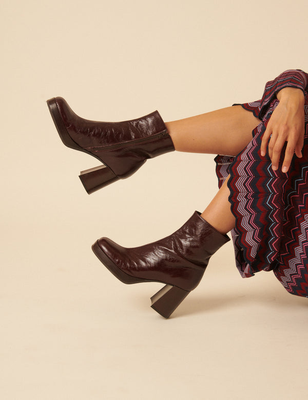 nobody’s child Burgundy Leather Platform Boots