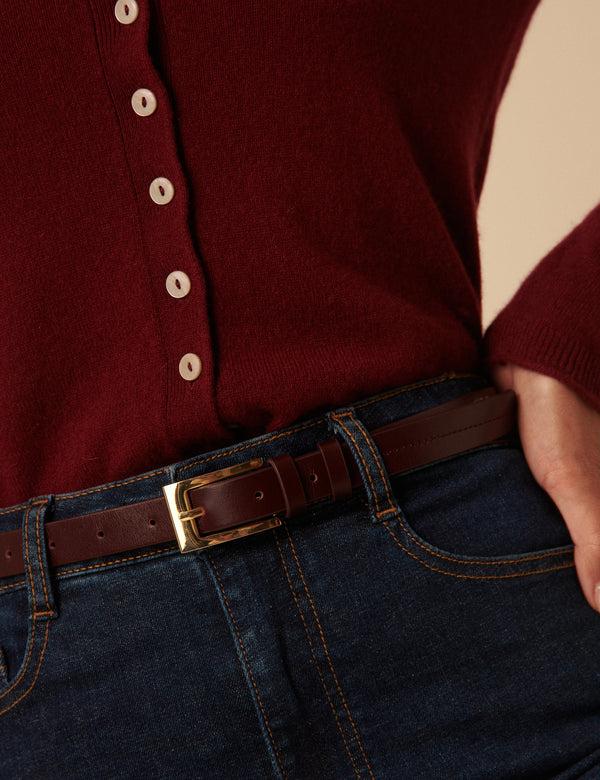 Nobody’s Child Burgundy Leather Skinny Belt